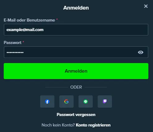 Stake Login Seite